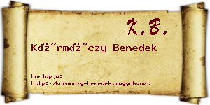 Körmöczy Benedek névjegykártya